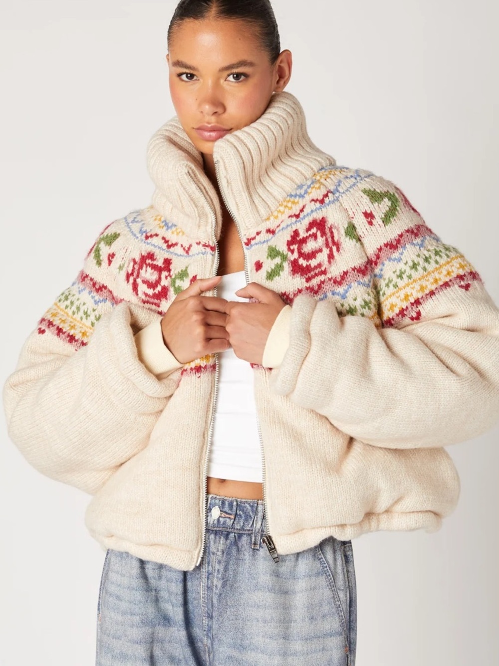 BLANKNYC Aspen Sweater Knit Puffer Jacket Women’s Size M